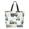 thumbnail image 2 of Bingfone Canvas Tote Bag for Women with Inner Pocket Aesthetic Cute Shopping Tote Bags Reusable Grocery Bags-Tractor and Dumper, 2 of 9