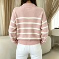 thumbnail image 4 of Dweltoz Oversized Womens Quarter Zip Striped Sweater Collared Long Sleeve Knit Pullover Top Cozy Fall Winter Casual Outfits 2026,Pink M, 4 of 4