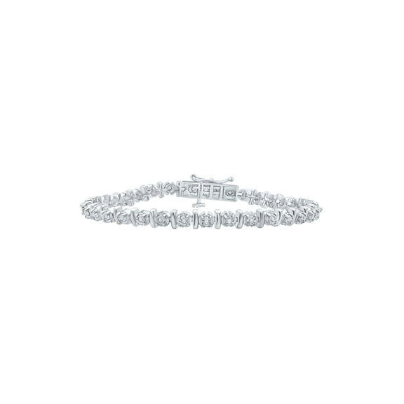 Sterling Silver Womens Round Diamond Tennis Bracelet 1/4 Cttw
