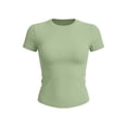 thumbnail image 6 of yillto Women Tight Short Sleeve Shirts Slim Crewneck Basic Tee Tops Solid Color Casual Basic Tshirts, 6 of 6