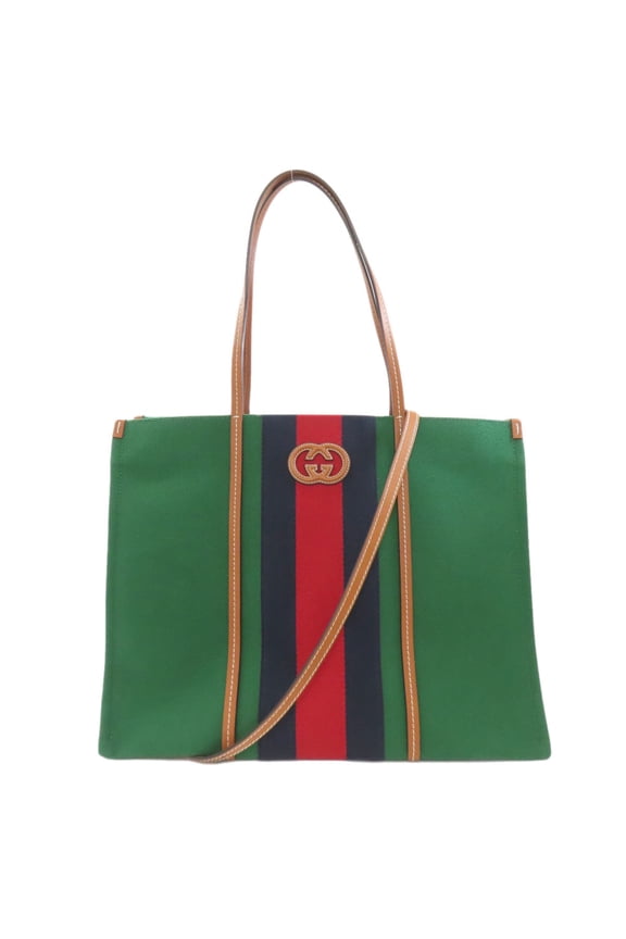 Pre-Owned Gucci 727701 Interlocking G 2-Way Tote Bag, Canvas/Leather, Women's