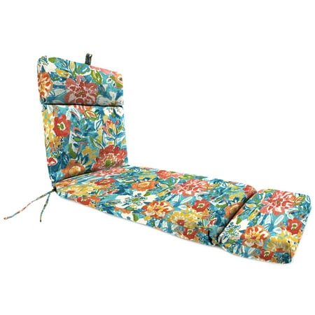 Jordan Manufacturing 72" x 22" Sun River Sky Multicolor Floral Rectangular Outdoor Chaise Lounge Cushion with Ties and Hanger Loop