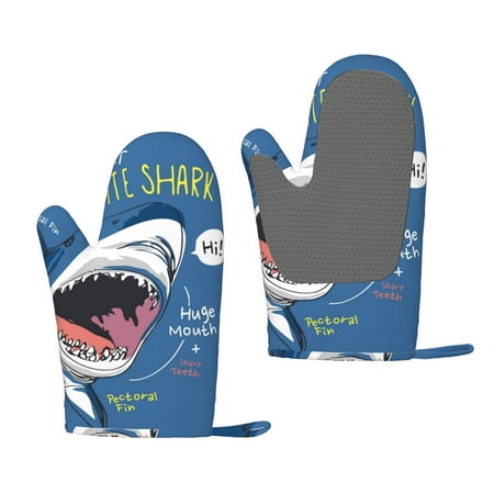 

Matuu Great White Shark for Silicone Oven Gloves Heat Resistant Grilling Gloves Non-Slip Silicone Oven Mitt Great for Grilling Kitchen and Cooking