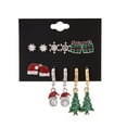 thumbnail image 1 of Christmas Stud Set 6pcs Snowflake Hat Tree Alloy Oil Dripping Silver Cute Stud SetThe Best Gift for A Loved One, 1 of 9