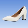 thumbnail image 4 of Xucatan Women's Pointed Toe Block Heel Pumps, Chunky High Heel Dress Shoes with Cushioned Insole, Faux Leather Comfortable Work Flats, Versatile Solid Color Design for Office Daily Gift, 4 of 7