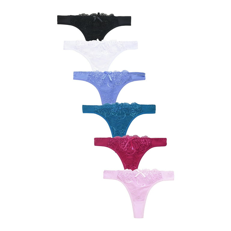 5-pack lace-trimmed cotton thong briefs - Blue/Cream/White