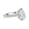 thumbnail image 4 of Eclet Jewels 14K White Gold Plated Birthday Rings - Prong Set 2 Ct Pear Cut Lab Created Diamond Rings - Solitaire With Accents Wedding Rings for Women's - Halo Solitaire with Accent Engagement Rings, 4 of 9