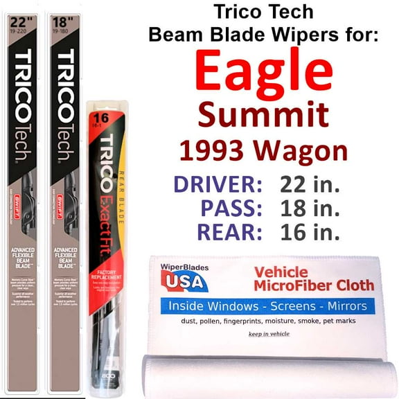 1993 Eagle Summit Beam Blade Wipers (Set of 3) w/Rear Wiper