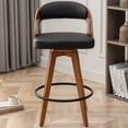 thumbnail image 7 of FOWEOAIU Bar Stools Leather Upholstered Adjustable Swivel Counter Stool 26"，with Footrest for Bar, Kitchen Island, Bistro, Black (Set of 2）, 7 of 7