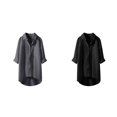 thumbnail image 1 of (2-Pack) Rinsvye Linen Pure Color Collar Button Long Sleeve Shirt Women Casual Lady Look Business Attire, 1 of 4