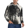 thumbnail image 2 of Fotbe Men's Hoodie with Double Exposure Cat Forest Pattern - Kangaroo Pocket Pullover Hooded Sweatshirt, Perfect for Daily Wear, Travel, and Home-X-Large, 2 of 7