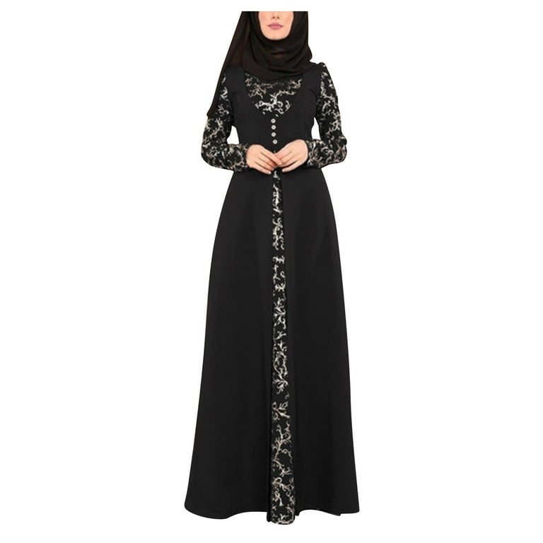 WOOGOD Muslim Dresses Women Muslim Abaya Dubai Muslim Dress