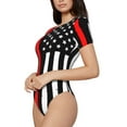 thumbnail image 2 of Balery Firefighters USA Flag Women's Short Sleevee Crew Neck Bodysuit Tops Short Sleeve Tops Basic-Medium, 2 of 9