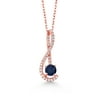 Gem Stone King 0.86 Ct Blue Sapphire White Created Sapphire 18K Rose Gold Plated Silver Pendant with Chain