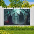 thumbnail image 3 of Gothic Design Halloween Banner Grim Reaper Decoration Spooky Theme Moonlit Backdrop for Horror Parties Haunted Houses Themed Events, 3 of 5