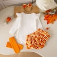 thumbnail image 4 of Dmsael My First Halloween Outfit for Baby Girl Pumpkin Romper Tutu Skirt with Bow Headband Leg Warmer Clothes 4Pcs Set (Orange,0-3 Months), 4 of 7