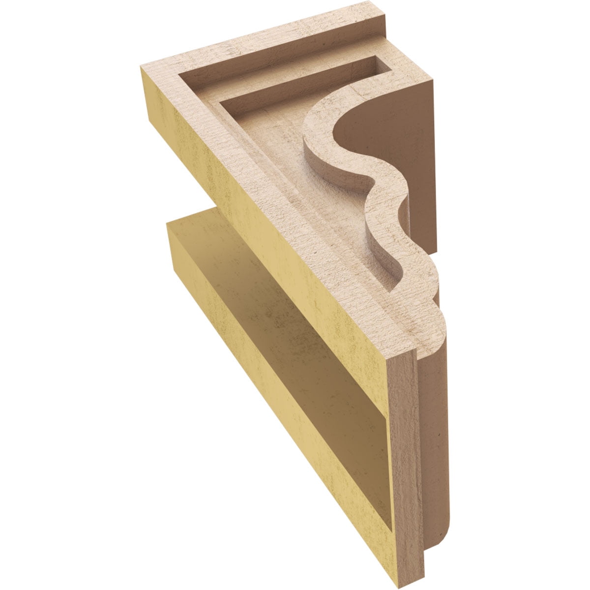 6"W x 6"D x 12"H Wide Highland Rough Cedar Woodgrain TimberThane Corbel, Primed Tan