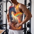 thumbnail image 5 of Gukieu Rainbow Sunset Cloud White Horse Print Men's Quick Dry Fitness Vest, Round Neck Sleeveless Fitness Bodybuilding Top-3X-Large, 5 of 7