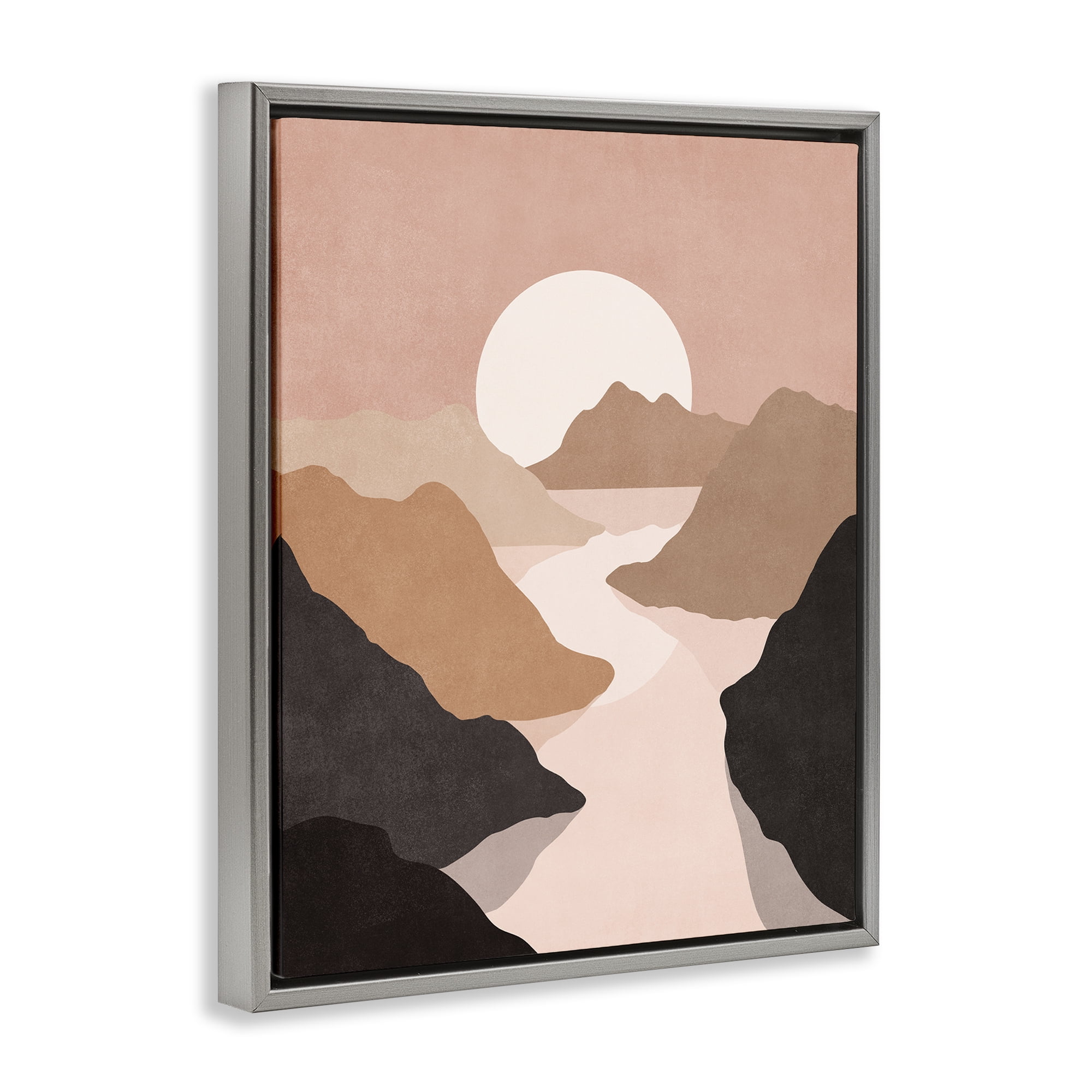 Stupell Industries Rust Boho Stream Landscape & Nature Painting Gray Floater Framed Canvas Art Print Wall Art, 25 x 31
