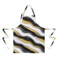 thumbnail image 2 of Black White Marble Gold Wave Pattern Apron-Garden Aprons for Women with Pockets-Cotton Linen Waterproof Kitchen Cooking Gardening Aprons Adjustable for Kitchen,Cooking,BBQ and Salon 33x27 Inch, 2 of 7