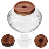 UPOUART  Airtight Glass Jar with Wood Lid Multi Color 1Pack