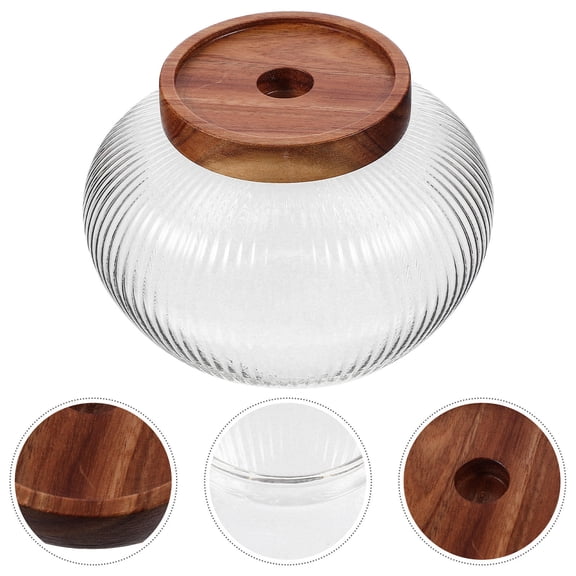 UPOUART  Airtight Glass Jar with Wood Lid Multi Color 1Pack