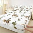 thumbnail image 3 of Castle Fairy Western Cowboy Full Size Sheets 4-Piece for Boys Girls,Exotic Style Cactus Bull Skull Breathable Bed Sheets,Retro Vintage Aesthetic Lightweight Sheet Sets,Luxury Bedroom Decor, 3 of 7