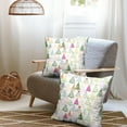 thumbnail image 3 of Colorful Christmas Tree Pillow Covers 16x16 Watercolor Pink Green Pine Trees Outdoor Pillow Cases Set of 2 Farmhouse Xmas Pillowcases Winter Holiday Decor for Home Couch Sofa, 3 of 6