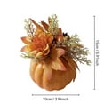 thumbnail image 3 of Vrorvz Halloween Decorations Indoor Pumpkin Ornament with Chrysanthemum Style Flowers for Autumn Themed Mantel or Table Decor Lifelike and Long Lasting Festival Decor 5.9x3.9in Orange, 3 of 7