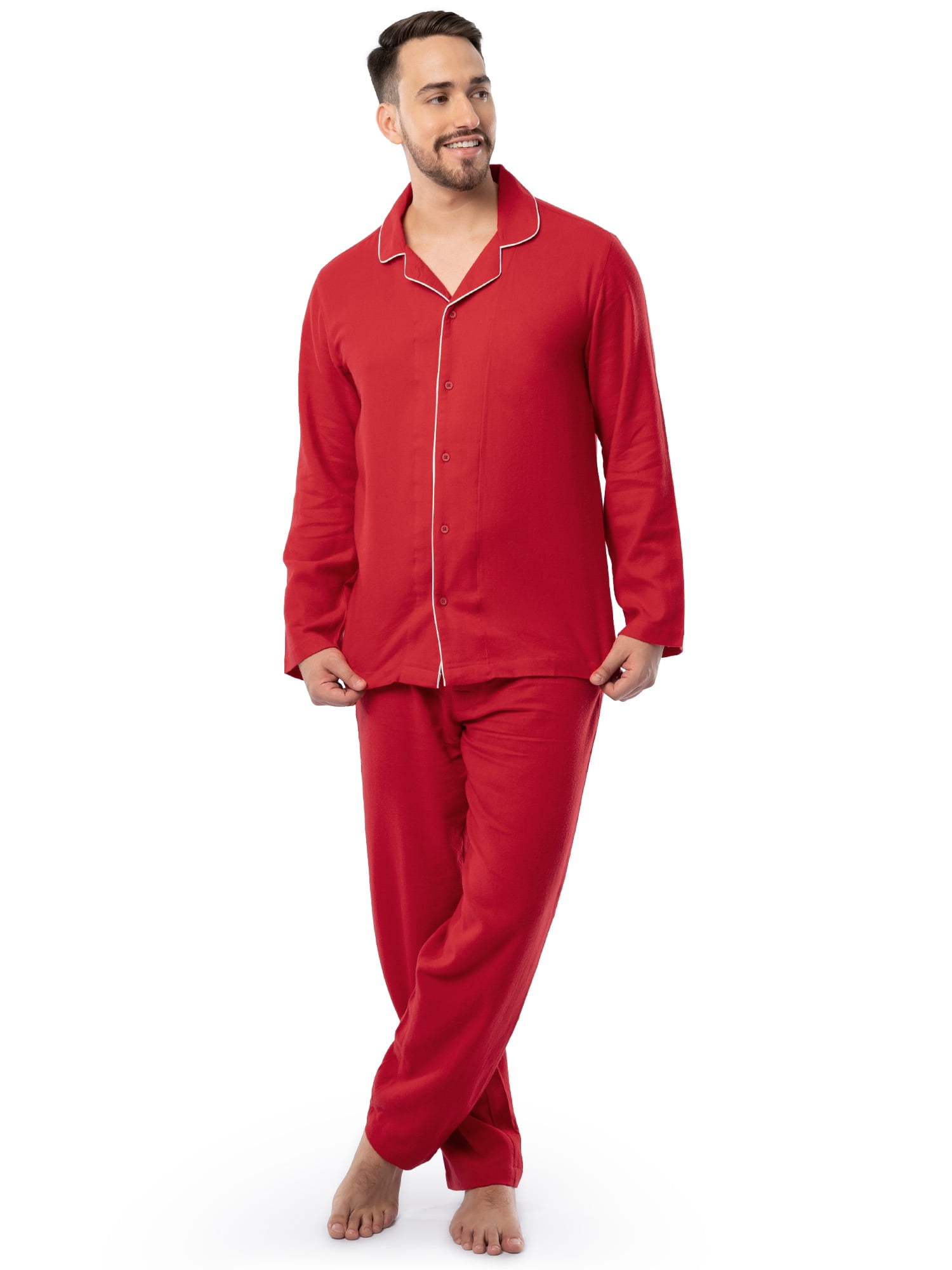 Fruit of the Loom Men's Flannel Top and Bottom Pajama Set, Sizes S-5XL