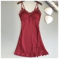 thumbnail image 2 of Nfurl Lingerie for Women Camisole Nightgowns Elegant Lace Trim Spaghetti Strap Nightgown Built in Bra Casual Sleeveless Night Gowns Wine,S, 2 of 3