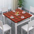 thumbnail image 3 of Red Green Checkerboard Checkered Pattern Square Fitted Tablecloth with Elastic Edge,Square Table Cover,Washable Elastic Table Cover for Home Kitchen Party Decor 34"x34", 3 of 6