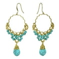 thumbnail image 4 of Ornament Green Turquoise Teardrop Brass Dangle Earrings, 4 of 4