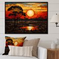 thumbnail image 2 of Designart "Savannah Sunset in African Safari Palette III" Extra Large Geometric Framed Wall Art - Bohemian Yellow Boho Mosaic Living Room Framed Canvas Art, 2 of 7