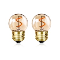 G40 G26 Low Watt Light Bulb Edison LED Bulb Mini Globe Light Bulbs 1W Equivalent to 10Watt Incandescent E26 Amber Gold string light bulbs Warm White 2200K, Non Dimmable，Pack of 2