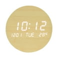 thumbnail image 2 of 7.5" Digital Wall Clock 12/24H with Calendar & Temperature Adjustable Brightness Bamboo, 2 of 8