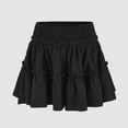thumbnail image 5 of Summer Skirts for Women 2025 Vacation Cotton Ruffle Elastic Waist A-Line Casual Short Skirt Black S, 5 of 7