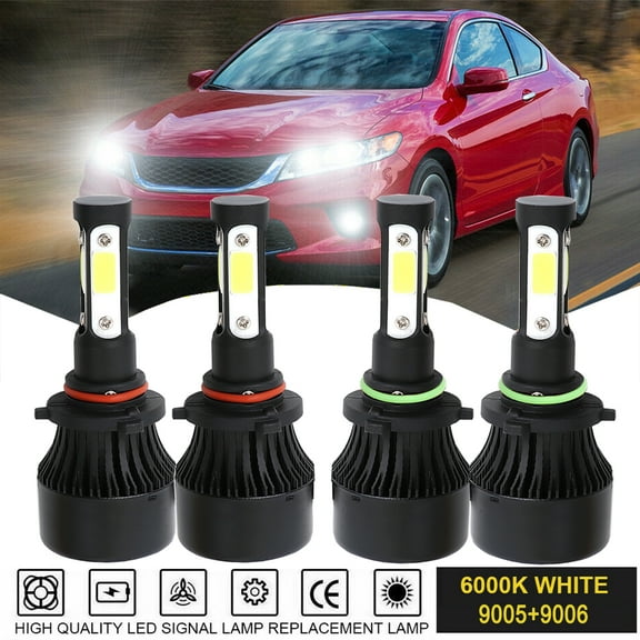 9005 9006 LED Headlight Bulb Kit for 2005-2010 Honda Odyssey High Low Beam Combo 4pc 6500K White