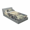 thumbnail image 3 of Ambesonne Space Fitted Sheet & Pillow Sham Set, Technology Aliens Theme, Full, Grey, 3 of 3