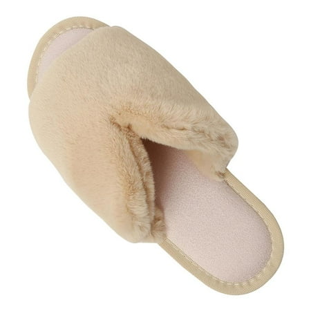 

Womens Fuzzy Fluffy Slippers Open Toe Light Cozy Slip on House Slippers Indoor Outdoor Slippers