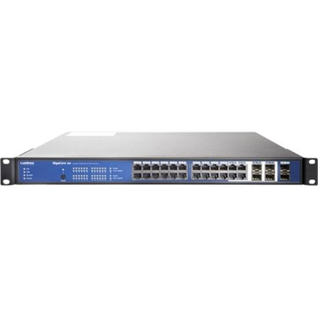 Luminex LUM-GC-26I GigaCore 26i Install 24-Port & 6-SFP Port Gigabit  Ethernet Switch 