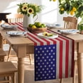thumbnail image 2 of American Flag Cotton Linen Table Runner for Dining Kitchen, USA Flag Retro Wedding Outdoor Party Tablerunners Decoration, Dresser Scarf Coffee Tablecloth Runners 13x108 Inches, 2 of 9