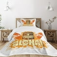 thumbnail image 3 of Ambesonne Tiki Bar Quilted Bedspread Set 2 Pcs, Hibiscus Flora, Twin Size, Orange Brown Pale Yellow, 3 of 6