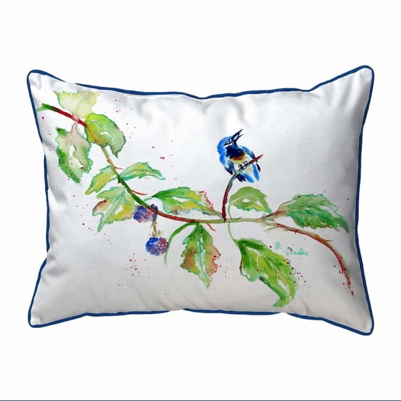 Betsy Drake Interiors Bird & Blackberries Small Corded Indoor/Outdoor Pillow 11x14