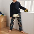 thumbnail image 5 of Gukieu Vintage Leaf Flower Skull Print Youth Home Trousers, Elastic Waistband with Pockets for Home and Outing, Suitable for Children Aged 5-16-Medium, 5 of 6