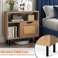 thumbnail image 4 of Furnibear Accent Side End Table with Storage Shelf and Cabinet, Narrow Nightstand for Small Spaces, Rattan Door Side Table with Open Storage, Natural, 4 of 12