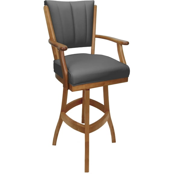 Leather Classic Counter Solid Wood Bar Stool 26" Seat - Gray on Honey Frame