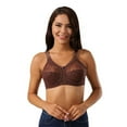 thumbnail image 3 of LAST CLANCE SALE! Women's Sexy Bra Semi Sheer Embroidered Lace Demi Bra Unpadded Underwire Unlined See Through Bra, Coffee, 100C/44C, 3 of 4
