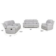 Pon Living Furniture Inc 2 Piece Glam Flannelette Reclining Living Room Set Grey White