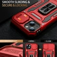 thumbnail image 2 of for iPhone 15 Case with Sliding Camera Cover + Screen Protector - Metal Magnetic Kickstand - Military-Grade Shockproof Matte Protective Phone Cover 6.1" for Women Girls - Red, 2 of 13